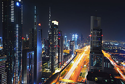迪拜城市风光夜景