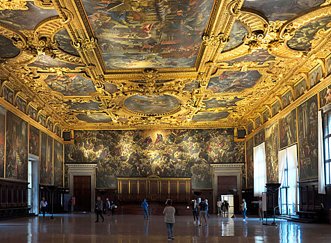 大厅,宫殿,公爵宫,圣马可广场,威尼斯,威尼托,意大利,欧洲