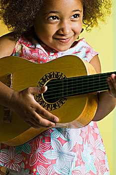 小女孩,玩,小,吉他