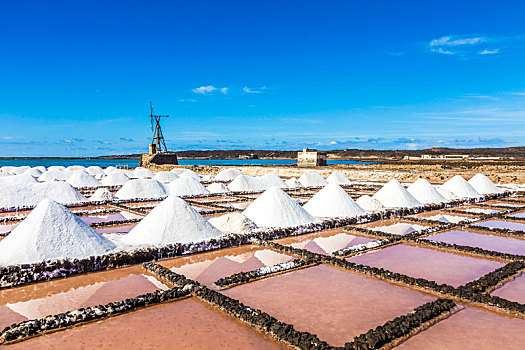 盐,堆放,兰索罗特岛,老,风车