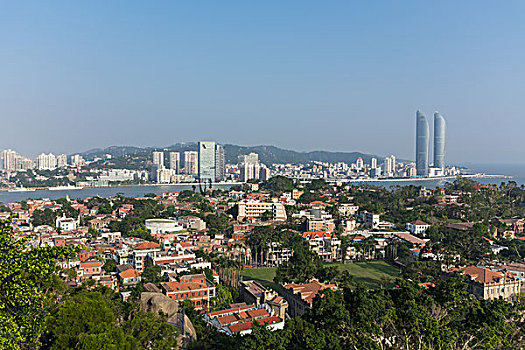 福建厦门鼓浪屿日光岩俯拍