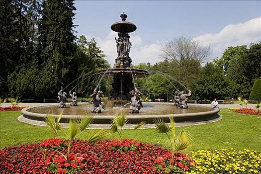 喷泉,城市公园,格拉茨,施蒂里亚,奥地利