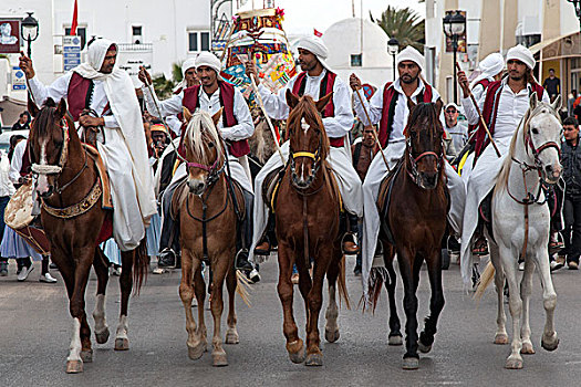 男人,骑马,马,杰尔巴,突尼斯,非洲