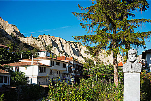 欧洲,保加利亚,梅尔尼克,雕塑,房子,砂岩,风景