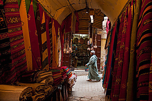 摩洛哥,看,过去,衣服,出售,狭窄,通道,男人,走,小路