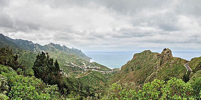 西班牙,加纳利群岛,特内里费岛,绿色,北海岸,全景,隘口,风景,自然