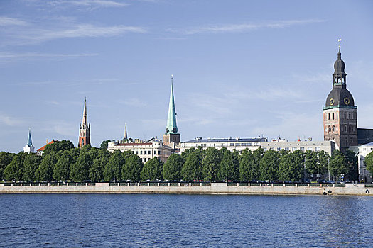 道加瓦河,河,教堂,里加,地区,拉脱维亚,波罗的海国家