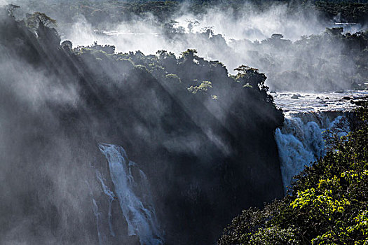 风景,伊瓜苏瀑布,流动,光线,伊瓜苏国家公园,巴西