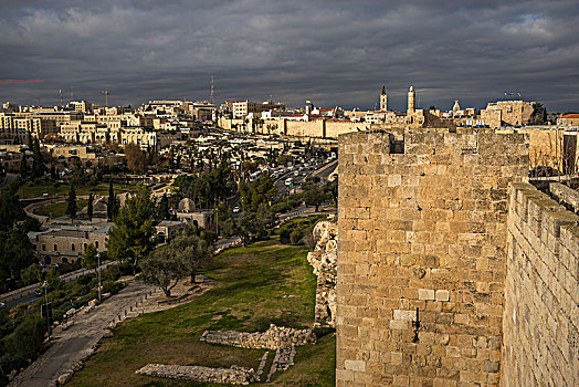 风景,壁,走,城市,金门,耶路撒冷,以色列