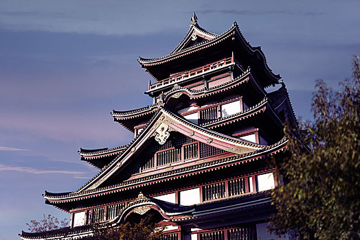 历史建筑,伏见,城堡,秋天风景,京都,日本,亚洲