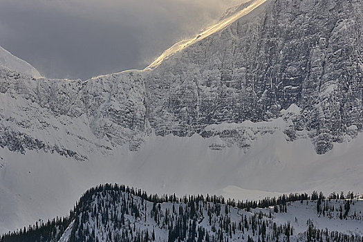 积雪,山峦,库特尼国家公园,加拿大,落矶山,不列颠哥伦比亚省