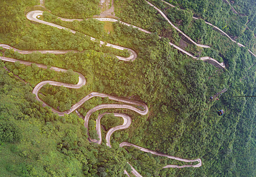 有轨电车,弯曲,道路,山,张家界,国家公园,湖南,省,中国