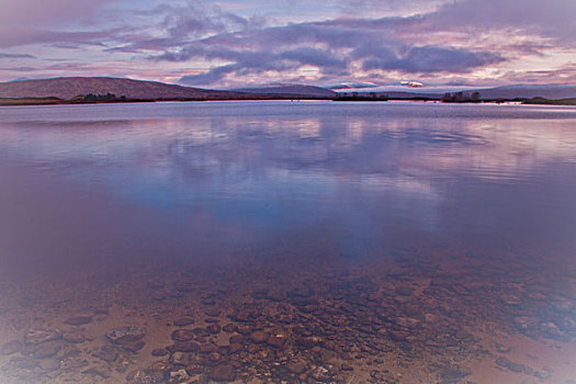 湖,黎明,靠近,叩依谷,苏格兰
