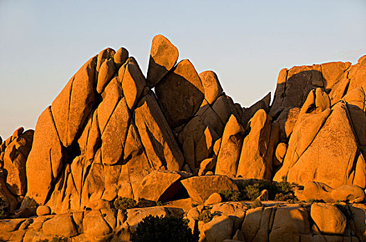 花冈岩,侵蚀,岩层,漂石,巨大的岩石,约书亚树国家公园,莫哈维沙漠,加利福尼亚,美国