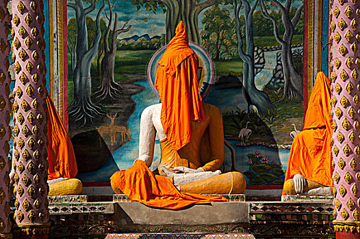 佛像,遮盖,橙色,布,庙宇,北方,泰国,亚洲