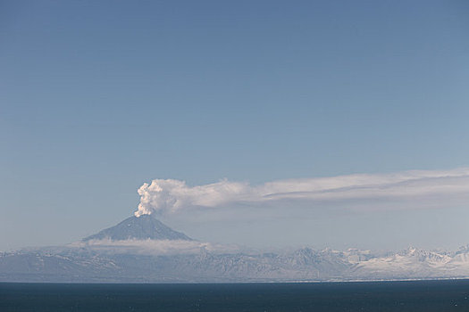 火山灰,云,喷发,山,风景,肯奈半岛,海岸线,阿拉斯加