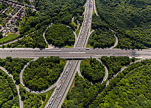 航拍,高速公路,交叉,奥伯豪森,公路,地区,北莱茵威斯特伐利亚,德国,欧洲