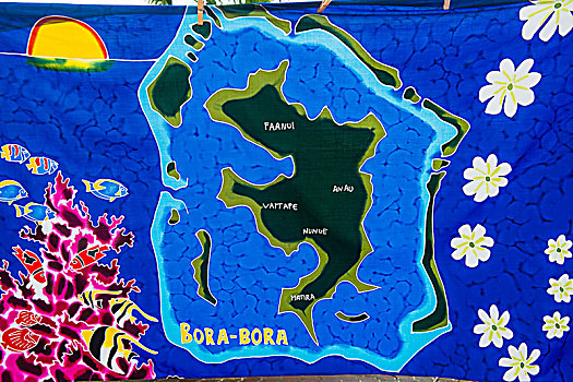 蜡染,出售,波拉波拉岛,法属玻利尼西亚