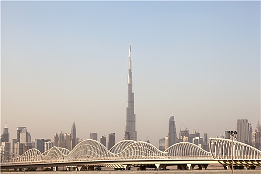 桥,地平线,迪拜,阿联酋