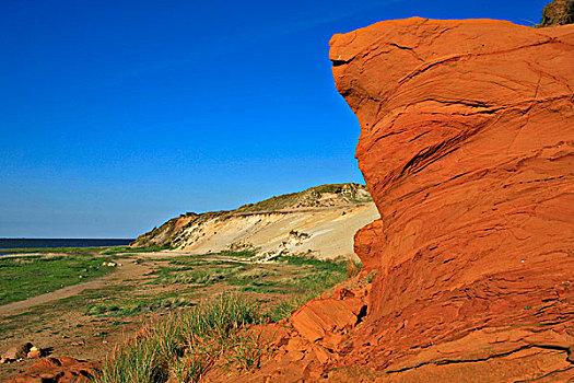 岩石构造,红色,砂岩,悬崖,岛屿