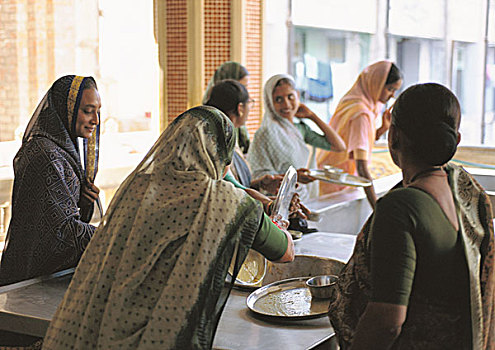印度,阿默达巴德,女人,餐具