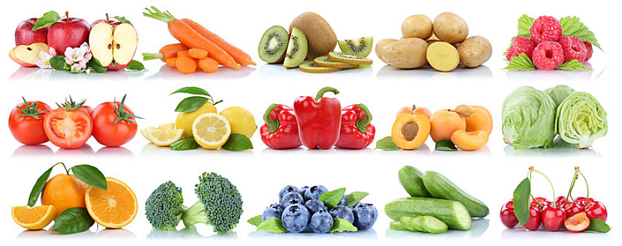 果蔬,水果,收集,苹果,西红柿,橙色,新鲜,抠像,隔绝,白色背景