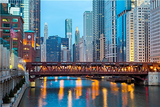 芝加哥,市区,河