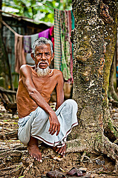 一个,男人,坐,孟加拉