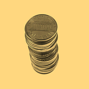 美元,硬币,1分,小麦,便士,分币,隔绝,旧式