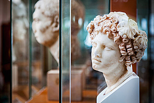 雕塑,女性,头部,卷发,考古博物馆,科林斯地峡,希腊