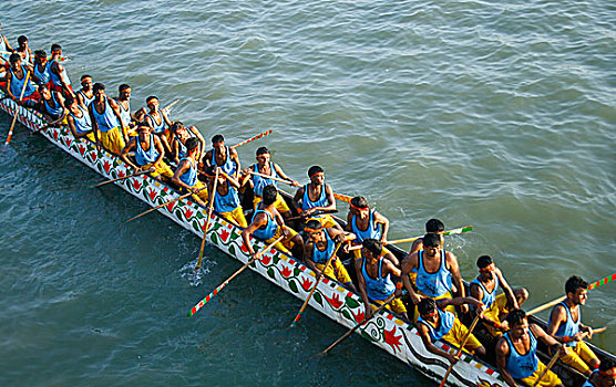 十月,2008年,传统,赛船,拿,堤岸,河,流行,娱乐,活动,下雨,季节,孟加拉