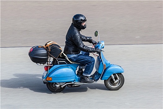 蓝色,低座小摩托,摩托车,途中