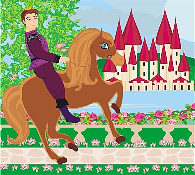 王子,骑马,城堡