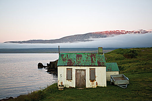 乡村,房子,水边,冰岛