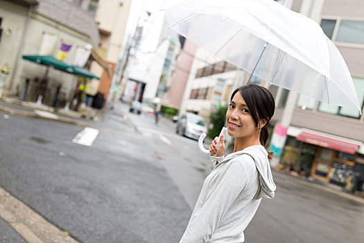 女人,拿着,伞,日本,城市