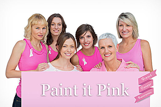 高兴,女人,姿势,穿,粉色,乳腺癌