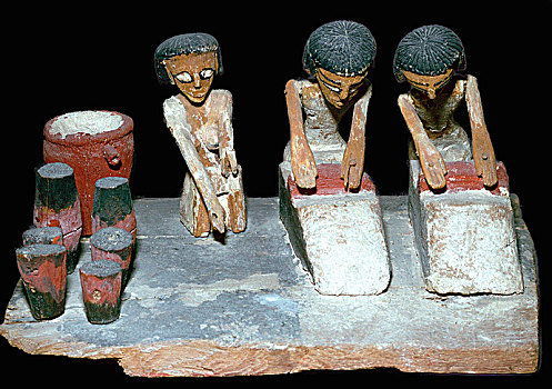 埃及人,木质,模型,艺术家,未知