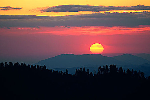 红杉国家公园,日落,山脊
