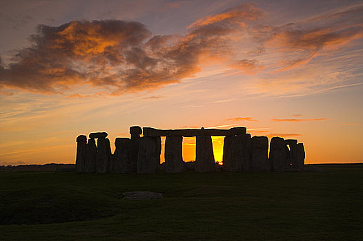 英格兰,威尔特,巨石阵,冬天,日落,上方,史前,纪念建筑,大,立石,中心,世界遗产,一个,著名,神秘,场所,世界