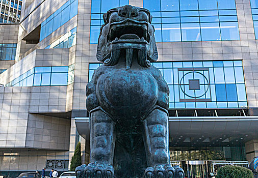 石狮雕塑麒麟金融权力