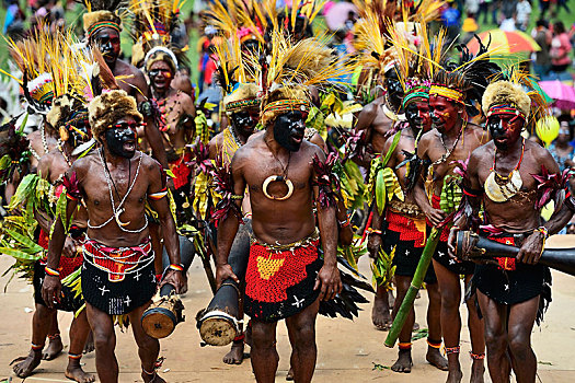 高地,部落,展示,唱歌,戈罗卡,巴布亚新几内亚,大洋洲