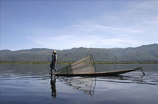 捕鱼者,茵莱湖,掸邦,缅甸