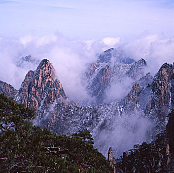 安徽,黄山,云海,雪,雾淞,佛光,瀑布云