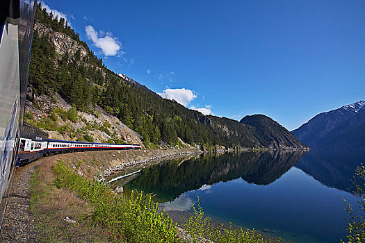 岩石,列车,结冰,湖,落基山脉,不列颠哥伦比亚省,加拿大