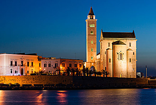 蓝色,钟点,哥特式,大教堂,11世纪,阿普利亚区,省,意大利,欧洲