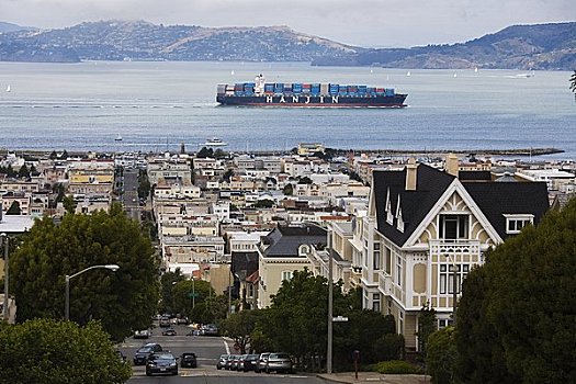 集装箱船,旧金山,加利福尼亚,美国