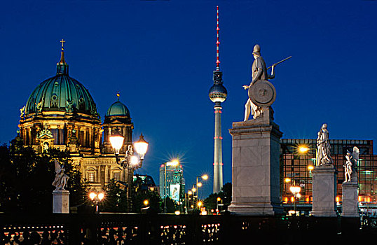 桥,大教堂,天使,雕塑,电视,塔,宫殿,地区,柏林,德国,欧洲