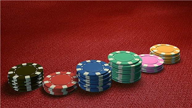 赌场,筹码,赌博,侧视图,红色,桌子