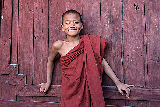 新信徒,僧侣,寺院,靠近,掸邦,茵莱湖,缅甸,亚洲