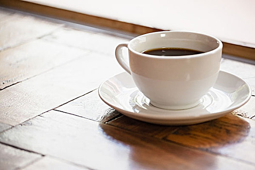 特写,黑咖啡,杯子,木桌子,咖啡,店